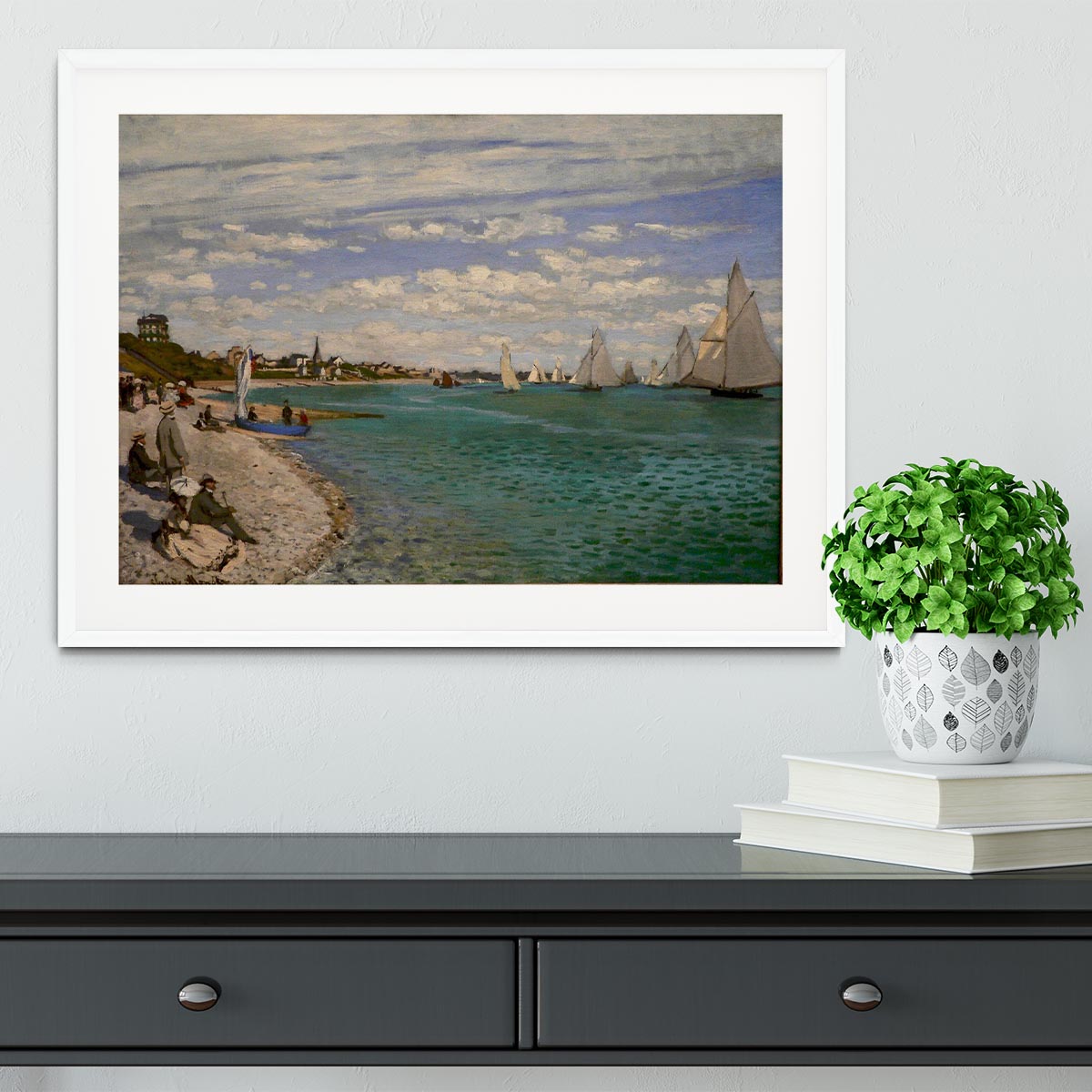 Regatta at St. Adresse by Monet Framed Print - Canvas Art Rocks - 5