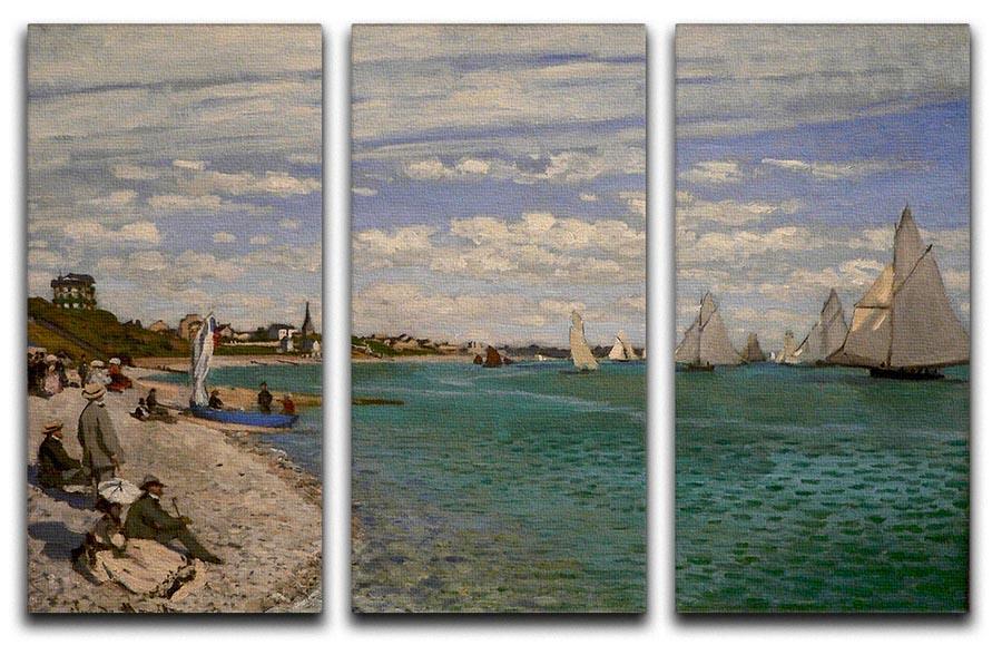 Regatta at St. Adresse by Monet Split Panel Canvas Print - Canvas Art Rocks - 4