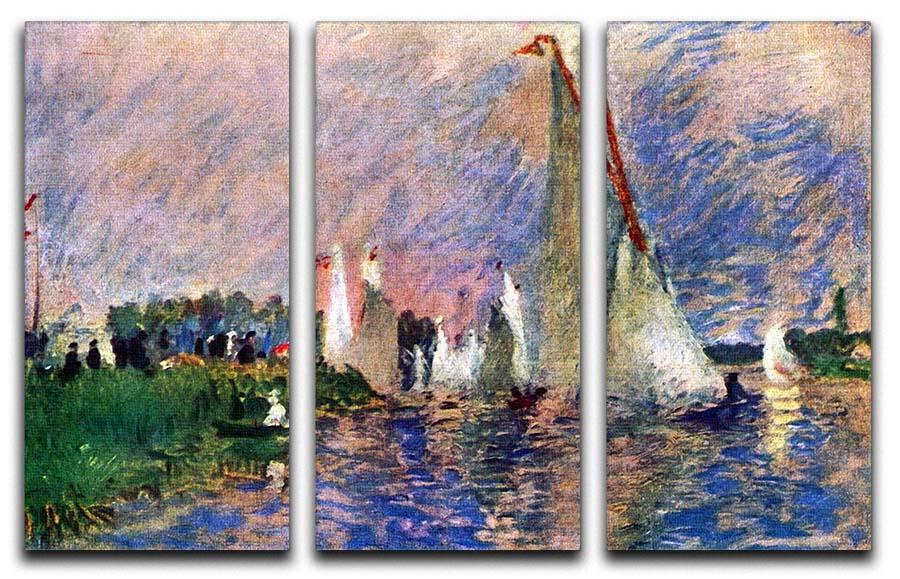 Regatta in Argenteuil by Renoir 3 Split Panel Canvas Print - Canvas Art Rocks - 1