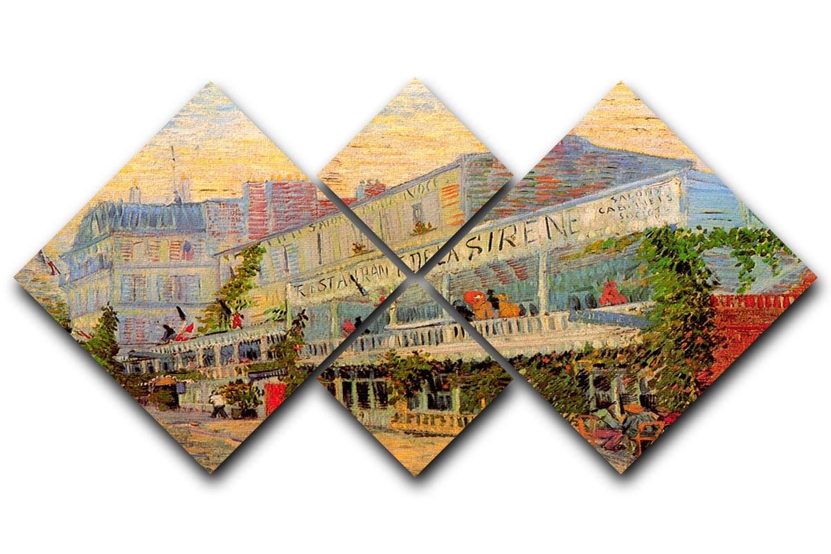 Restaurant de la Sirene at Asnieres by Van Gogh 4 Square Multi Panel Canvas  - Canvas Art Rocks - 1