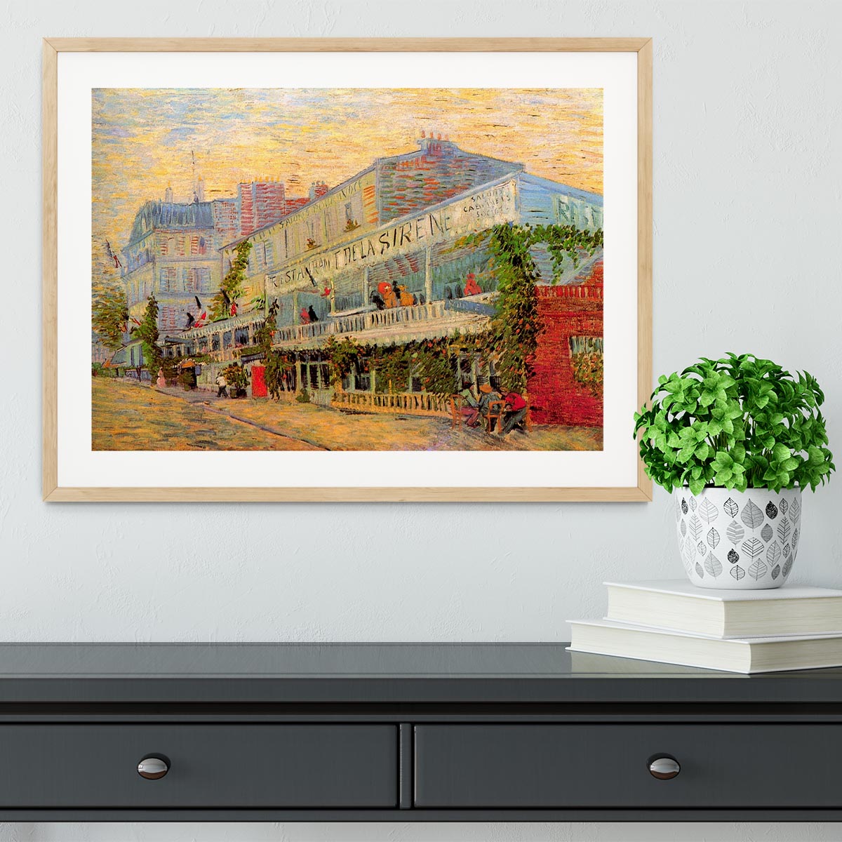 Restaurant de la Sirene at Asnieres by Van Gogh Framed Print - Canvas Art Rocks - 3