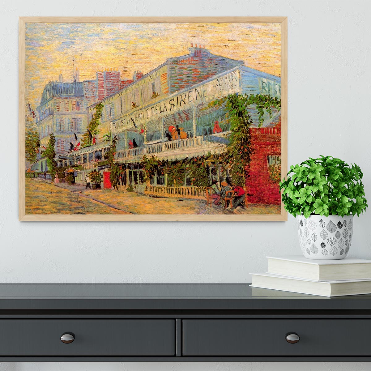 Restaurant de la Sirene at Asnieres by Van Gogh Framed Print - Canvas Art Rocks - 4