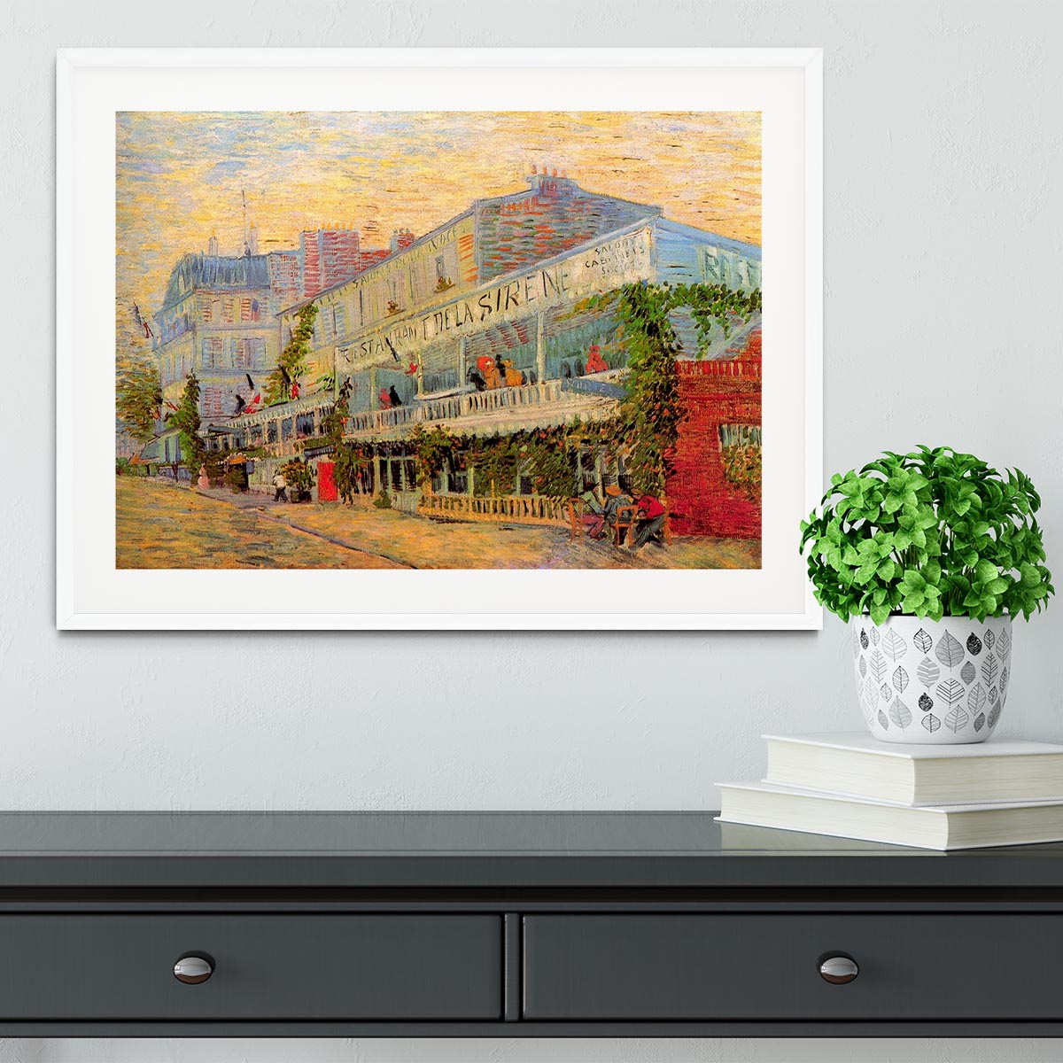 Restaurant de la Sirene at Asnieres by Van Gogh Framed Print - Canvas Art Rocks - 5