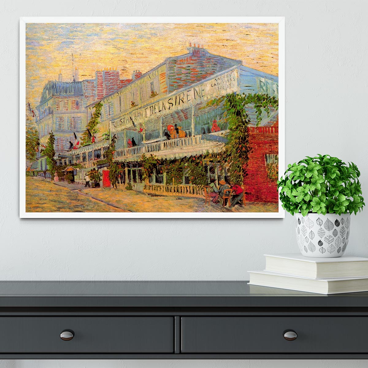 Restaurant de la Sirene at Asnieres by Van Gogh Framed Print - Canvas Art Rocks -6