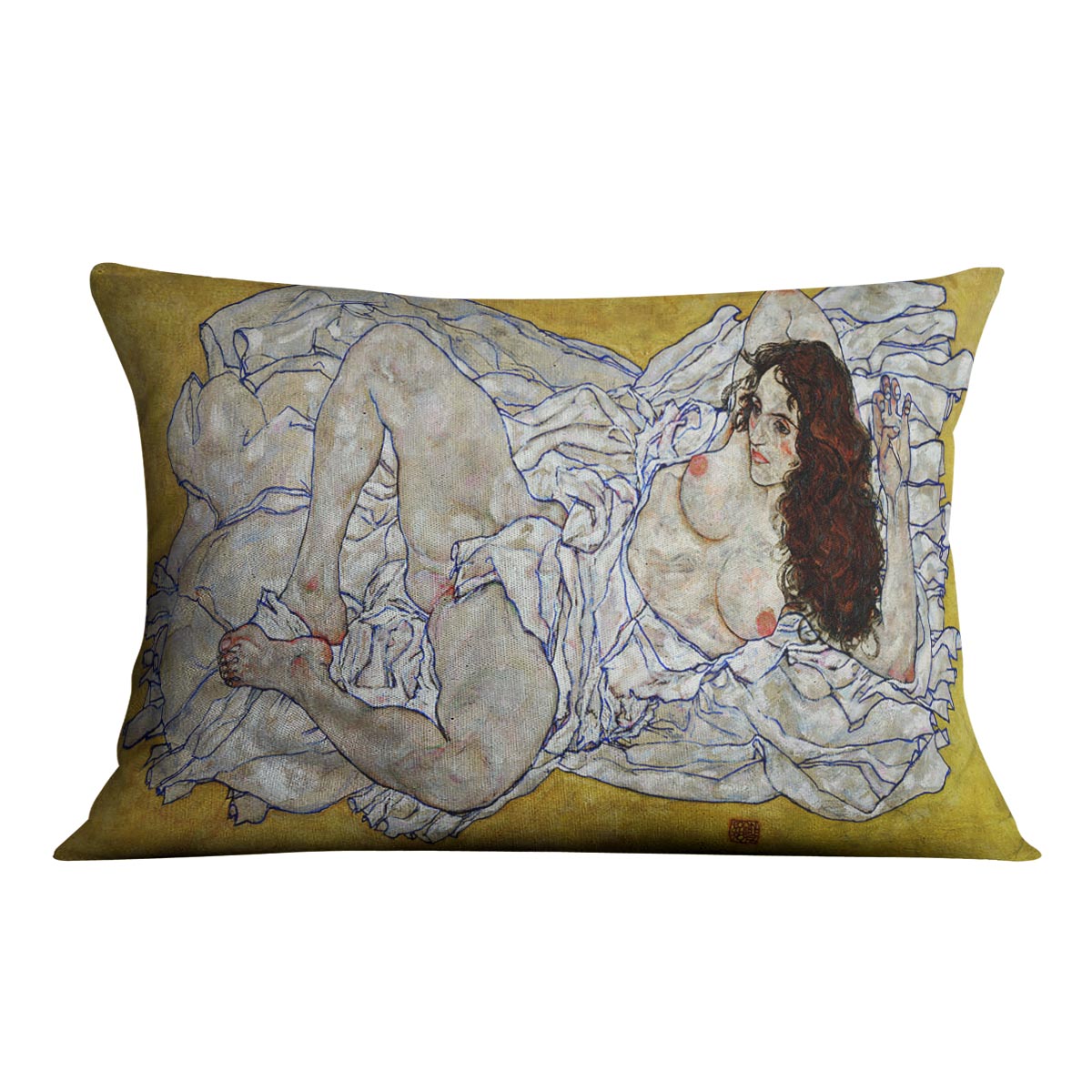Resting nude by Egon Schiele Cushion