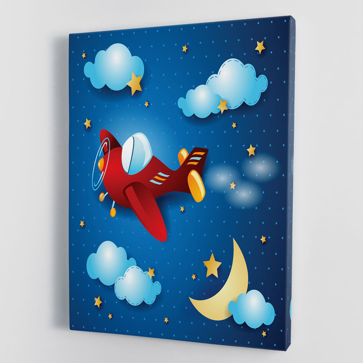 Retro airplane by night Canvas Print or Poster - Canvas Art Rocks - 1
