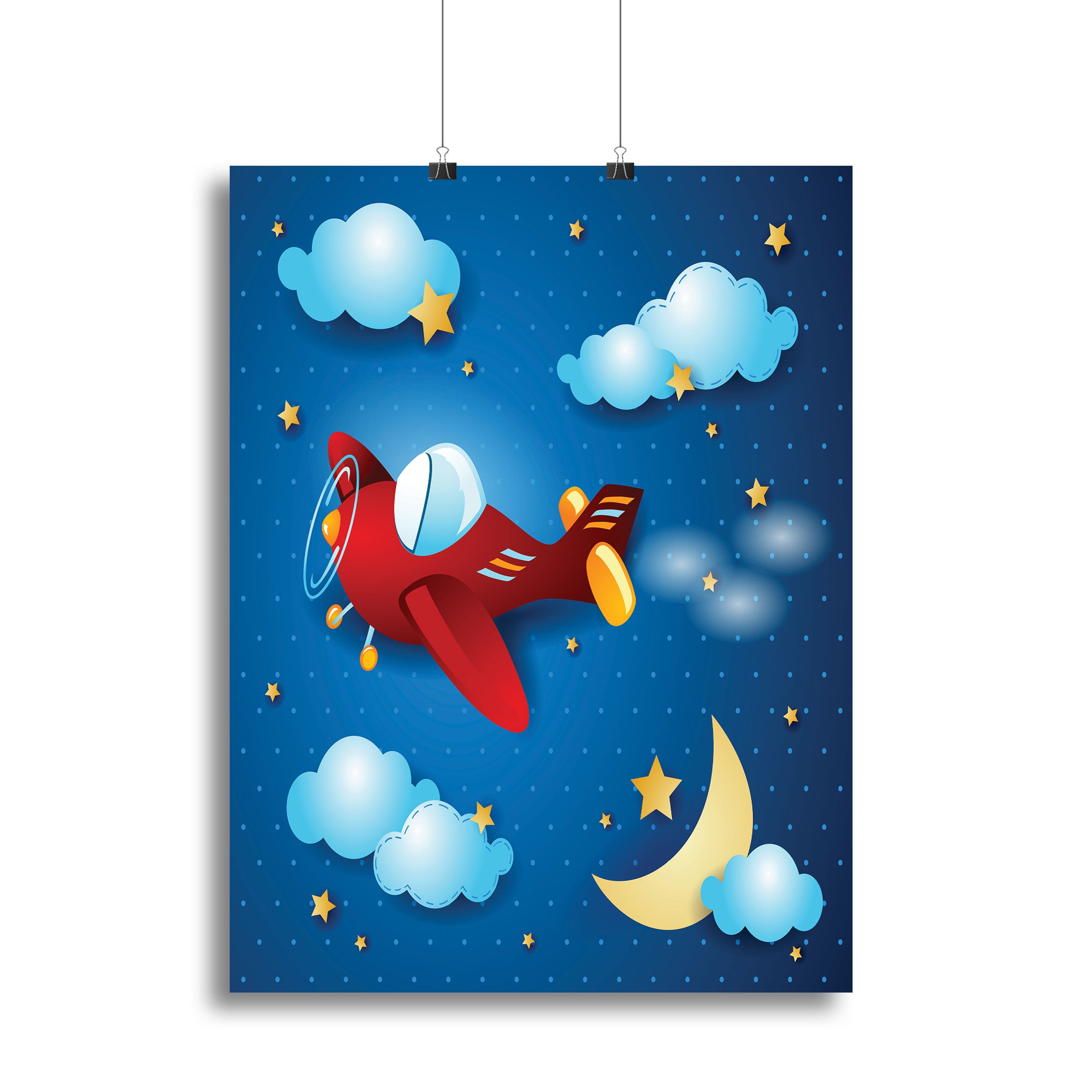 Retro airplane by night Canvas Print or Poster - Canvas Art Rocks - 2