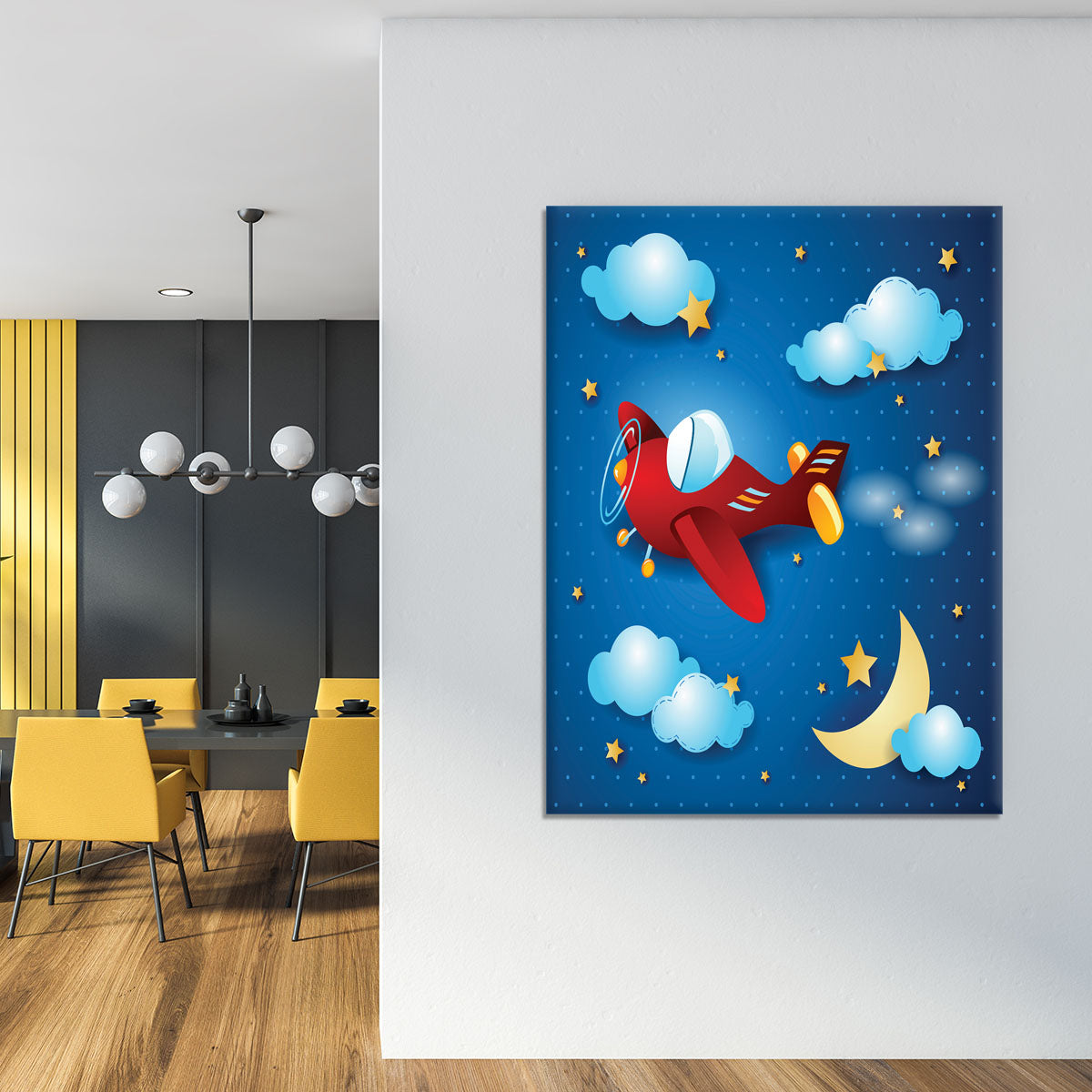 Retro airplane by night Canvas Print or Poster - Canvas Art Rocks - 4