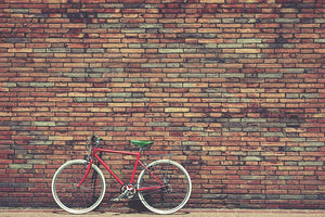 Retro bicycle on roadside Wall Mural Wallpaper - Canvas Art Rocks - 1