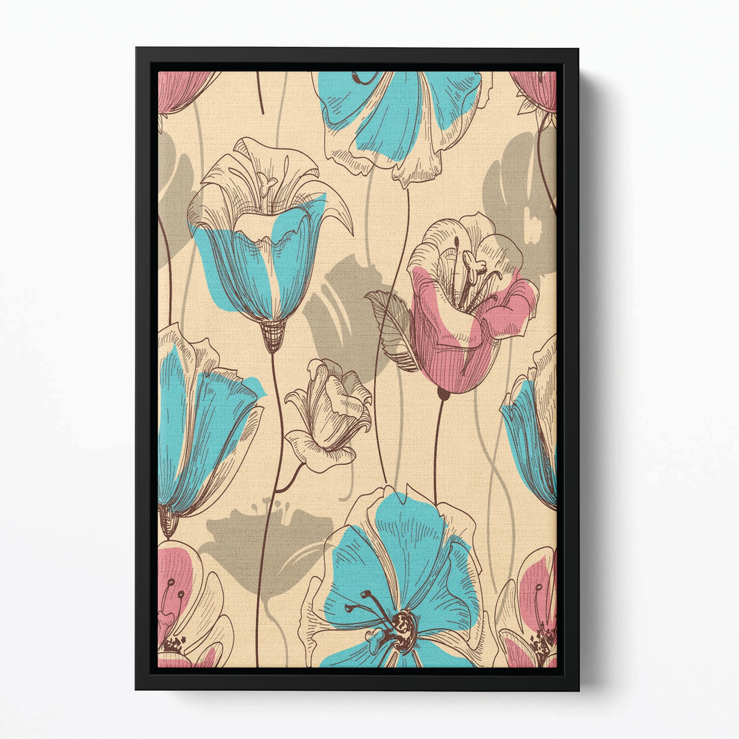 Retro floral seamless pattern Floating Framed Canvas