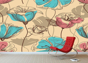 Retro floral seamless pattern Wall Mural Wallpaper - Canvas Art Rocks - 2