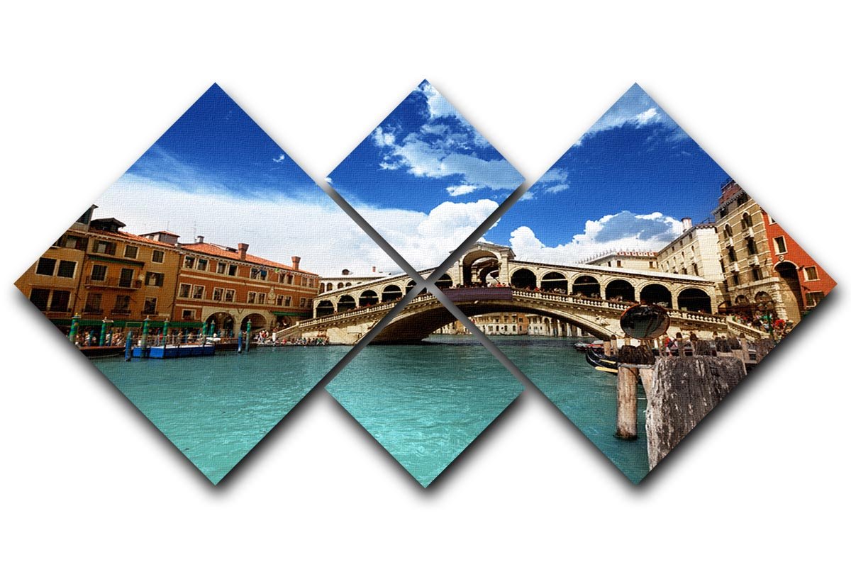 Rialto bridge in Venice 4 Square Multi Panel Canvas  - Canvas Art Rocks - 1