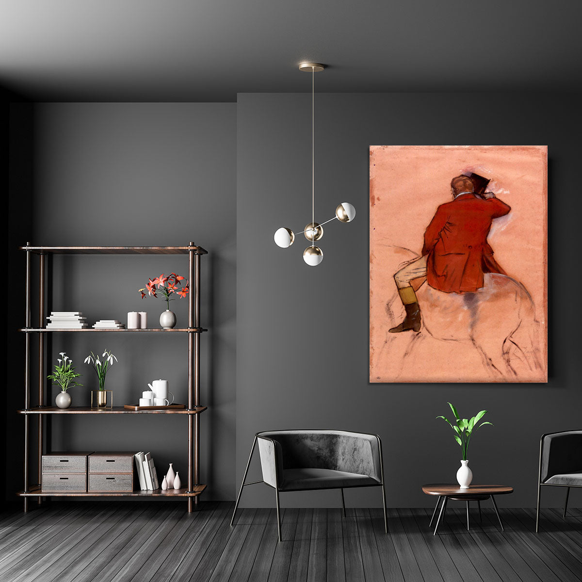 Rider with red jacket by Degas Canvas Print or Poster - Canvas Art Rocks - 5