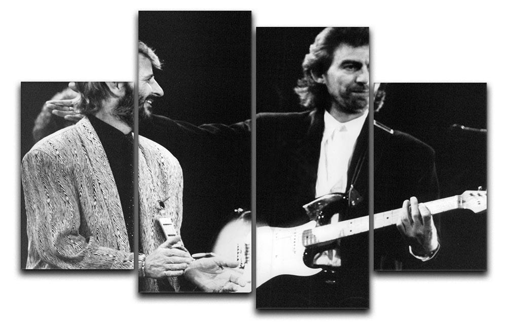 Ringo Starr and George Harrison in 1988 4 Split Panel Canvas  - Canvas Art Rocks - 1