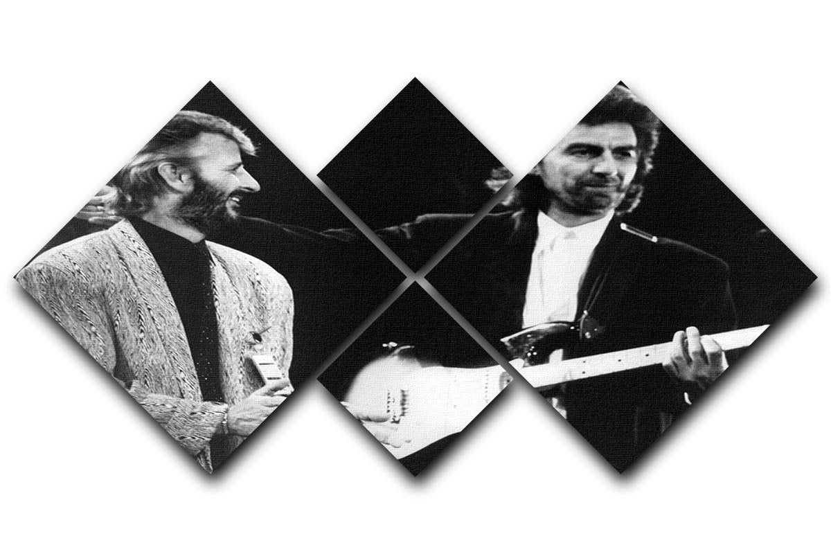 Ringo Starr and George Harrison in 1988 4 Square Multi Panel Canvas  - Canvas Art Rocks - 1