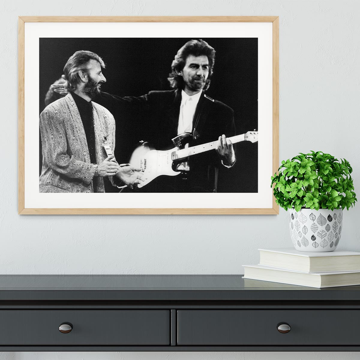 Ringo Starr and George Harrison in 1988 Framed Print - Canvas Art Rocks - 3