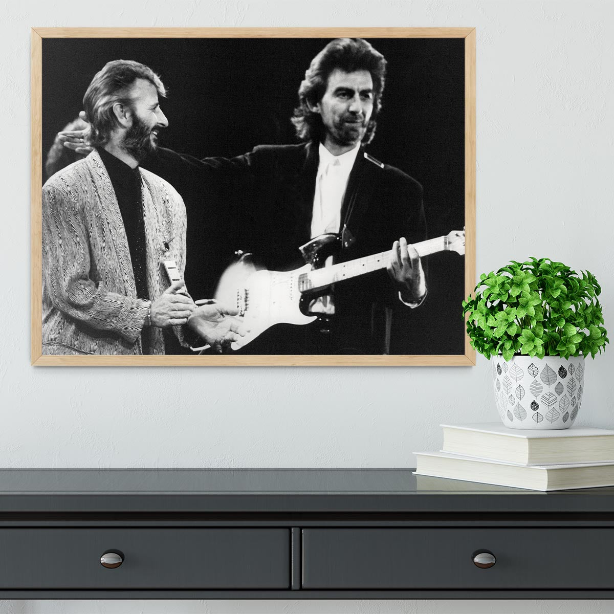 Ringo Starr and George Harrison in 1988 Framed Print - Canvas Art Rocks - 4