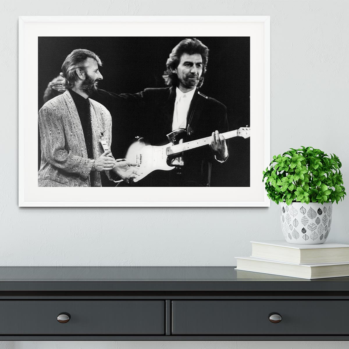 Ringo Starr and George Harrison in 1988 Framed Print - Canvas Art Rocks - 5