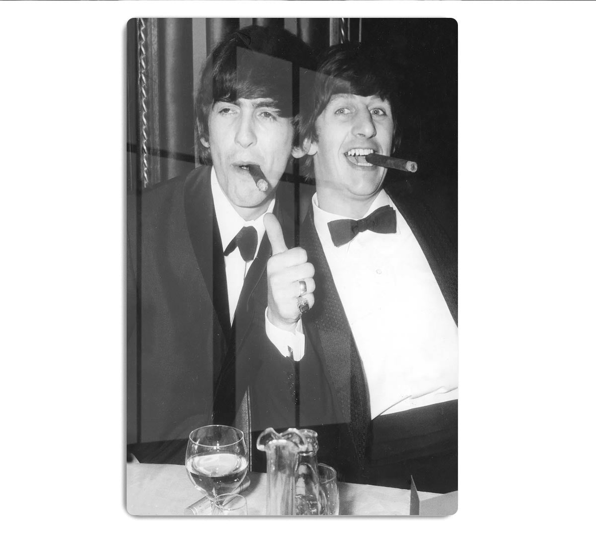 Ringo Starr and George Harrison smoking cigars HD Metal Print