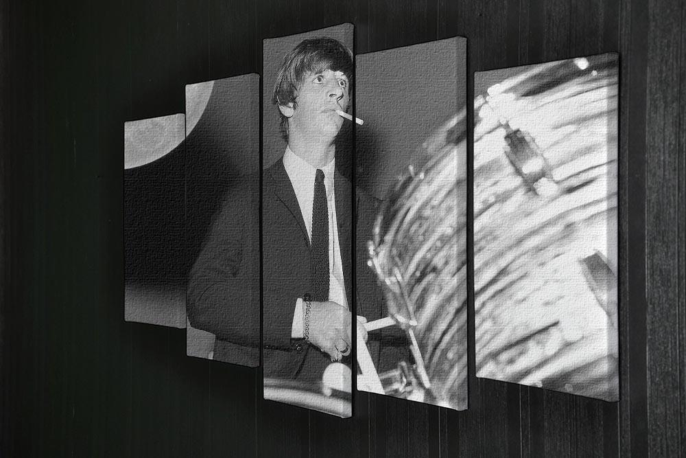 Ringo Starr playing the drums 5 Split Panel Canvas - Canvas Art Rocks - 2