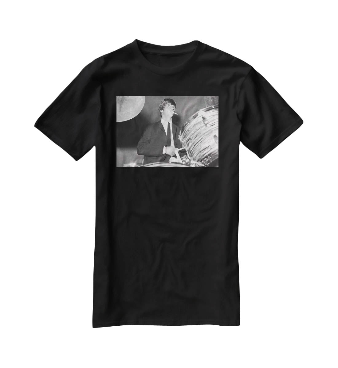 Ringo Starr playing the drums T-Shirt - Canvas Art Rocks - 1