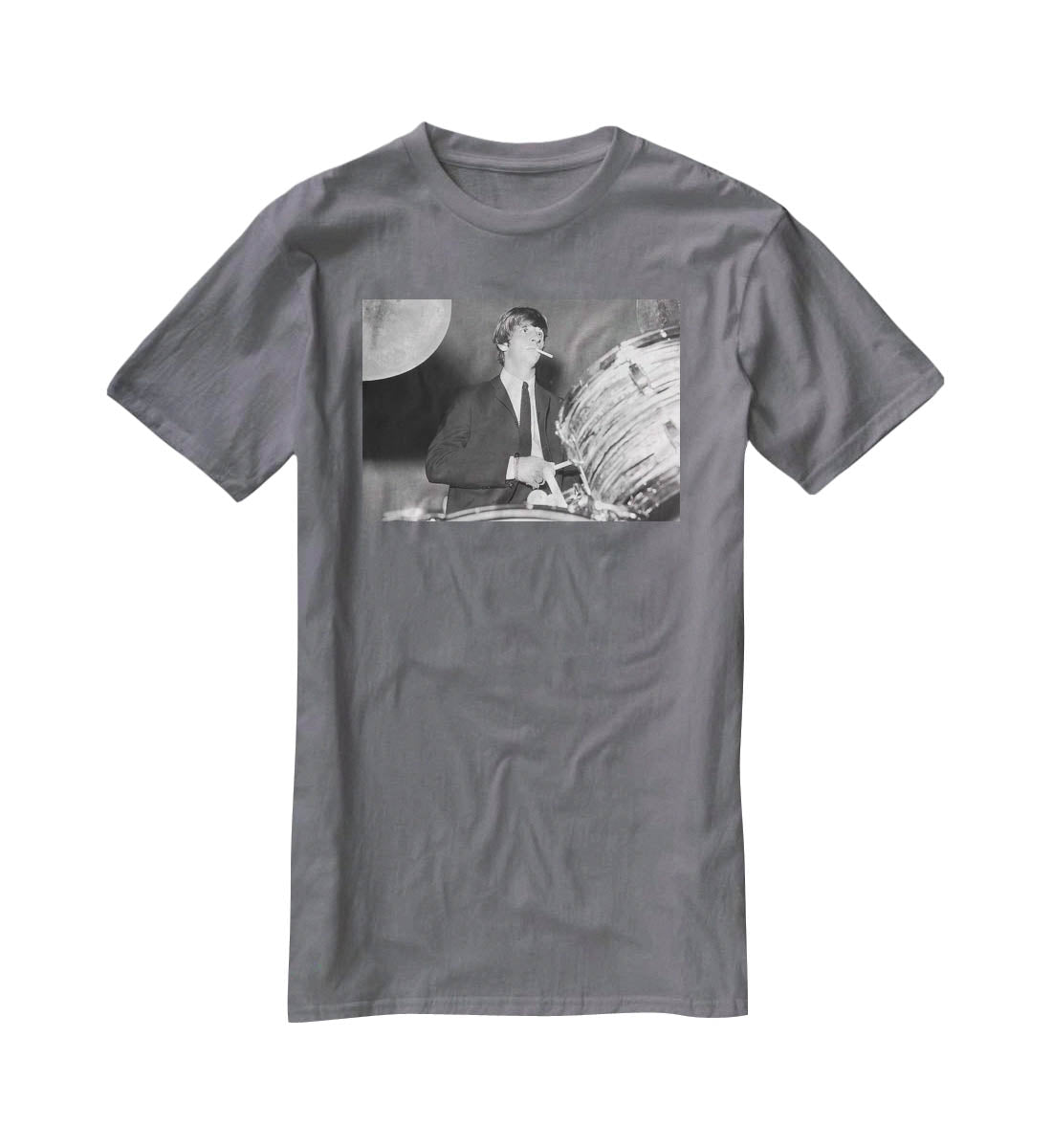 Ringo Starr playing the drums T-Shirt - Canvas Art Rocks - 3