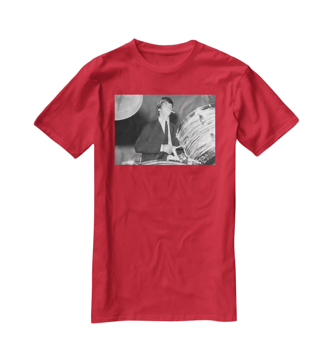 Ringo Starr playing the drums T-Shirt - Canvas Art Rocks - 4