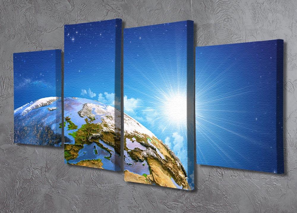 Rising sun over the Earth and its landforms 4 Split Panel Canvas - Canvas Art Rocks - 2