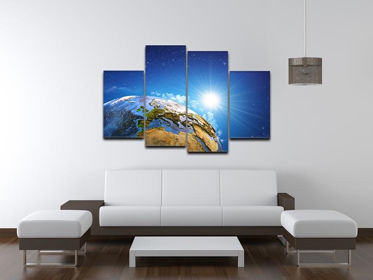 Rising sun over the Earth and its landforms 4 Split Panel Canvas - Canvas Art Rocks - 3