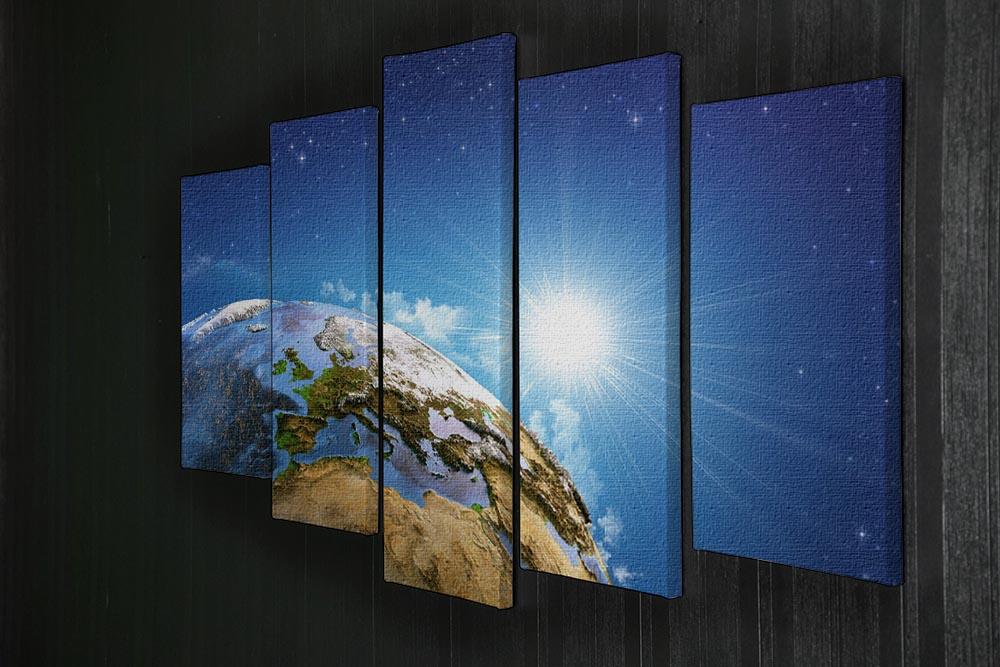 Rising sun over the Earth and its landforms 5 Split Panel Canvas - Canvas Art Rocks - 2