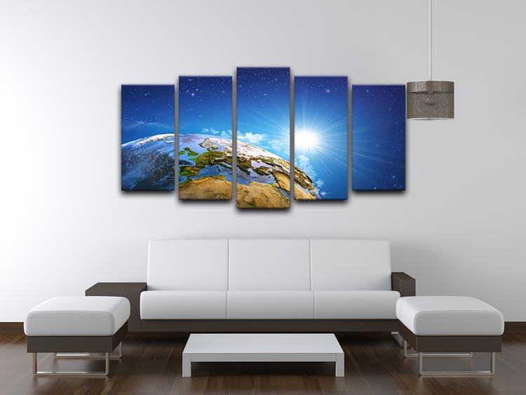 Rising sun over the Earth and its landforms 5 Split Panel Canvas - Canvas Art Rocks - 3