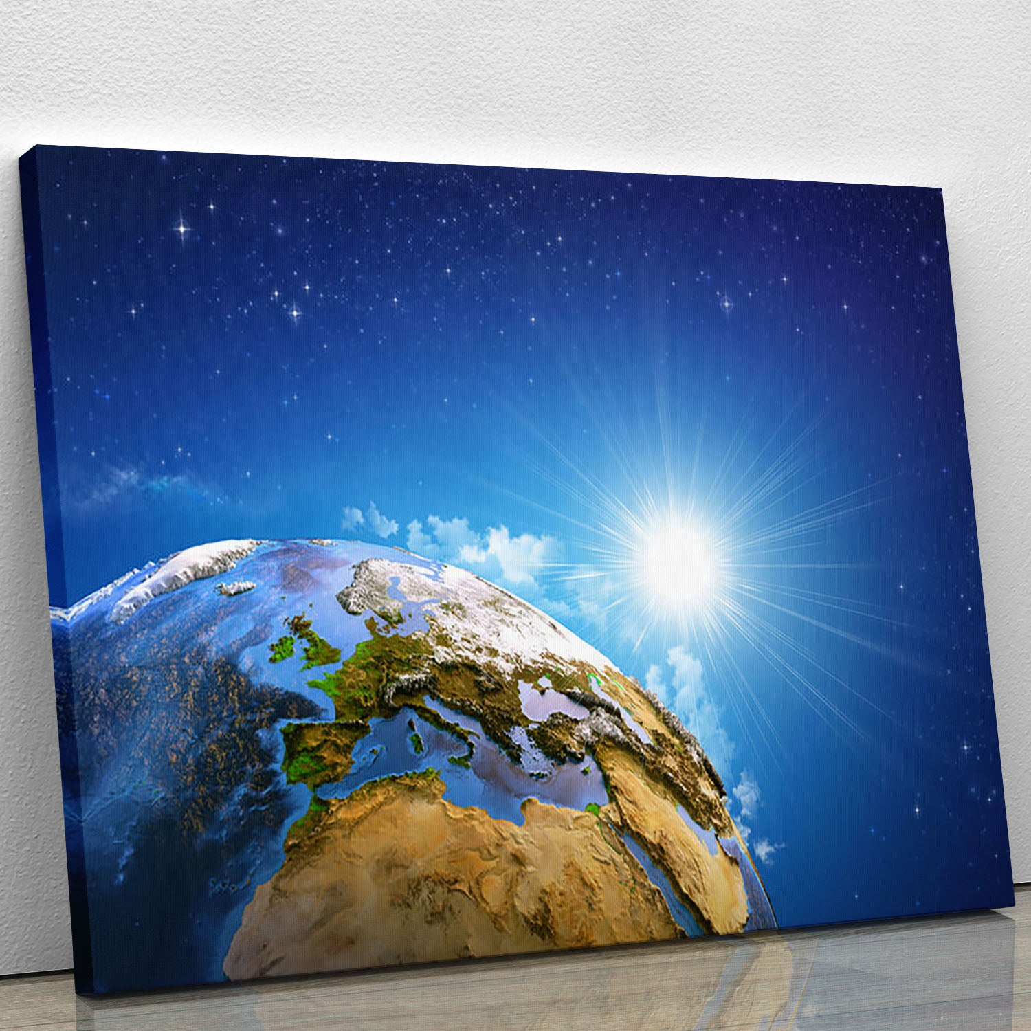 Rising sun over the Earth and its landforms Canvas Print or Poster - Canvas Art Rocks - 1
