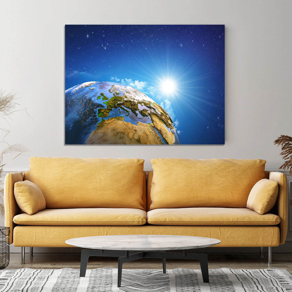 Rising sun over the Earth and its landforms Canvas Print or Poster - Canvas Art Rocks - 4