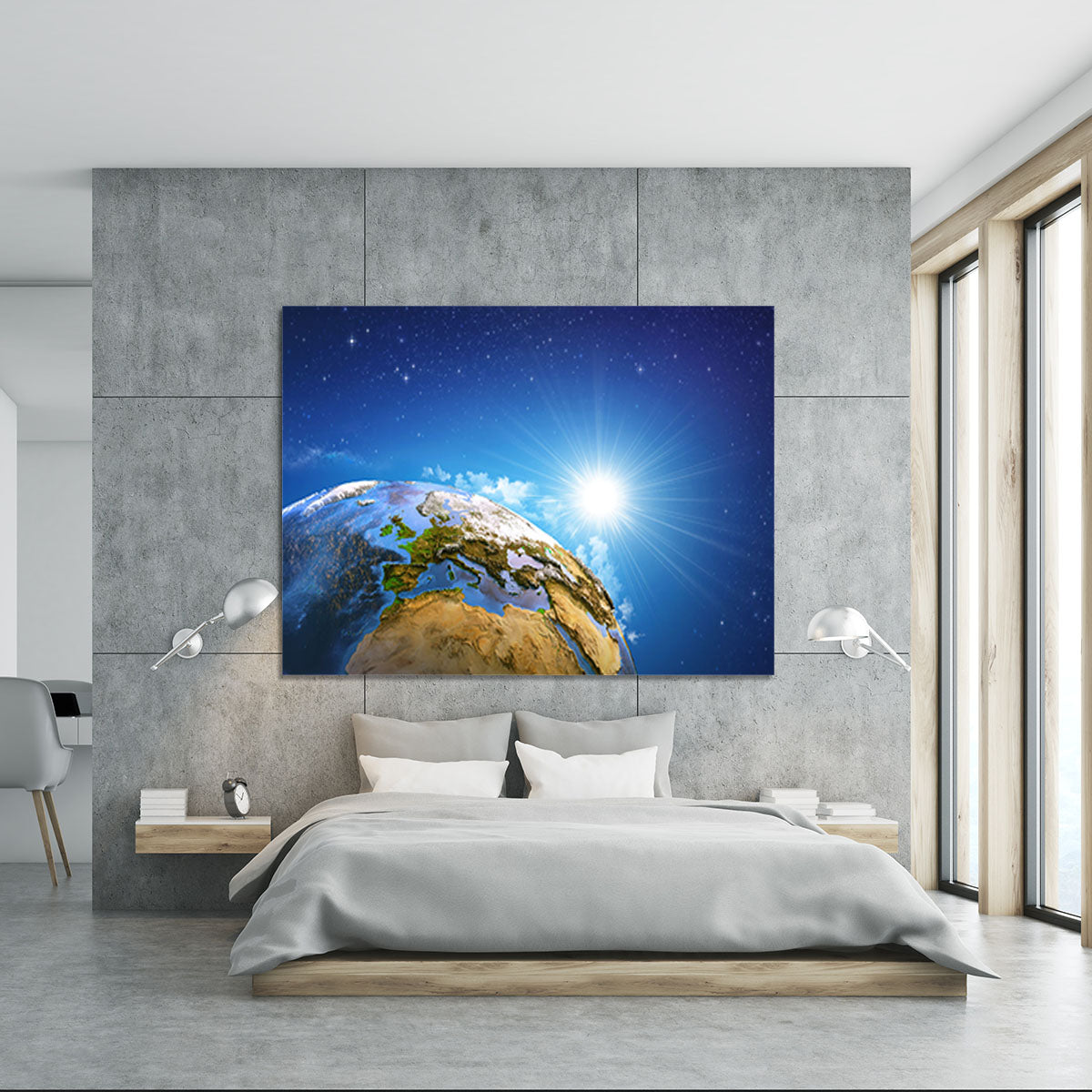 Rising sun over the Earth and its landforms Canvas Print or Poster - Canvas Art Rocks - 5