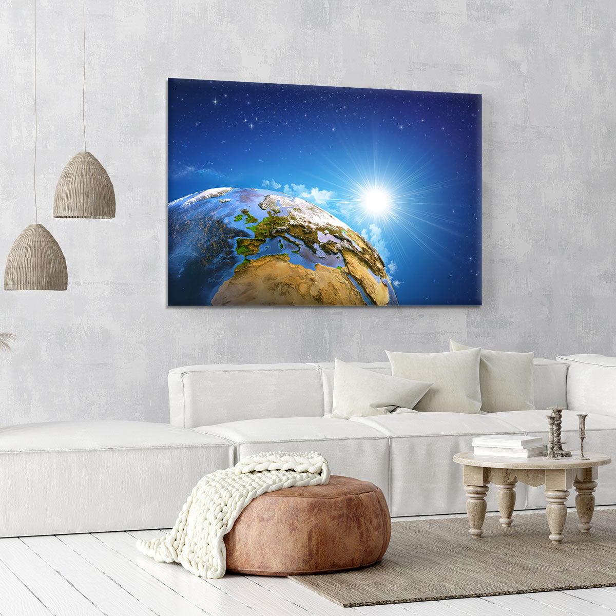 Rising sun over the Earth and its landforms Canvas Print or Poster - Canvas Art Rocks - 6
