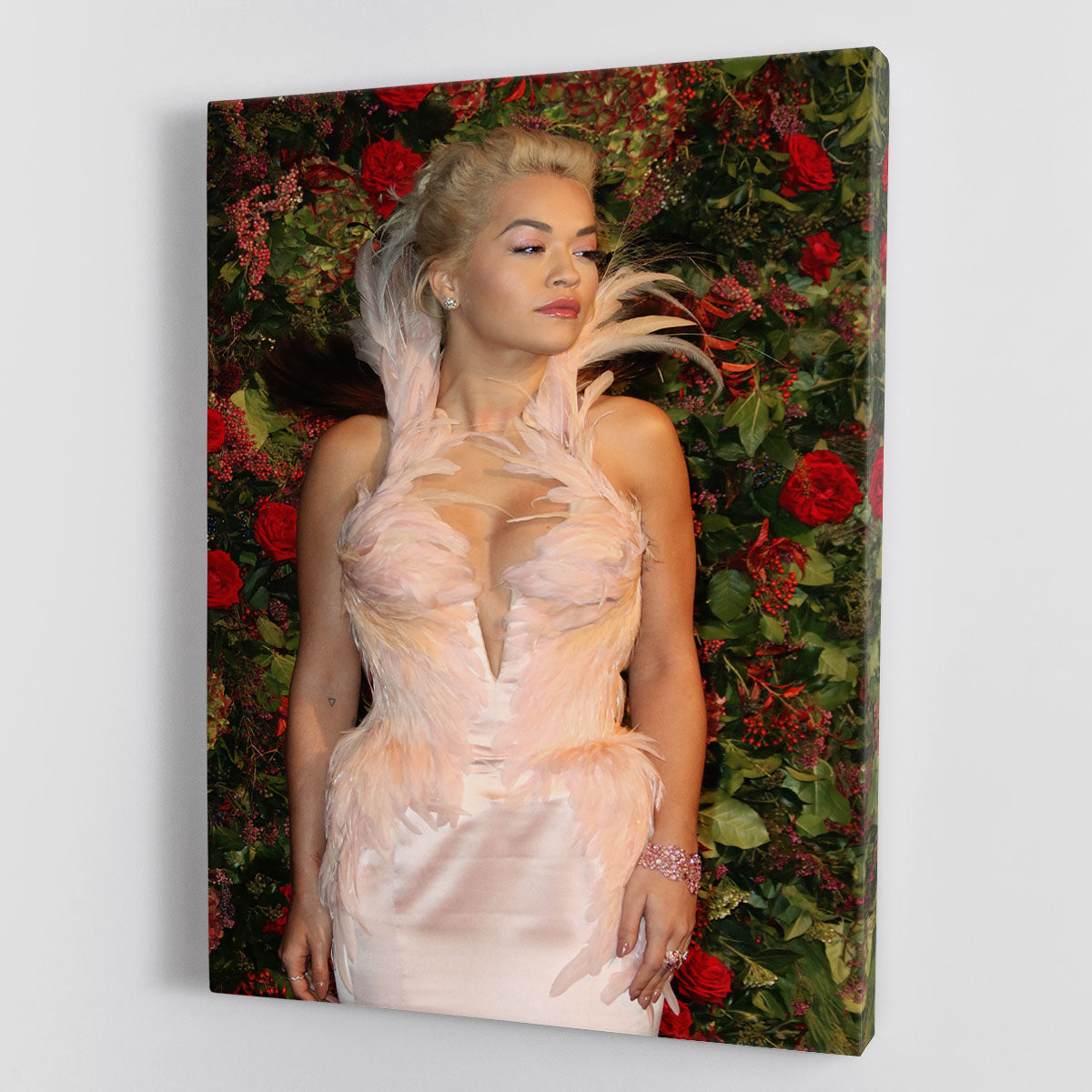 Rita Ora in a feathered dress Canvas Print or Poster - Canvas Art Rocks - 1