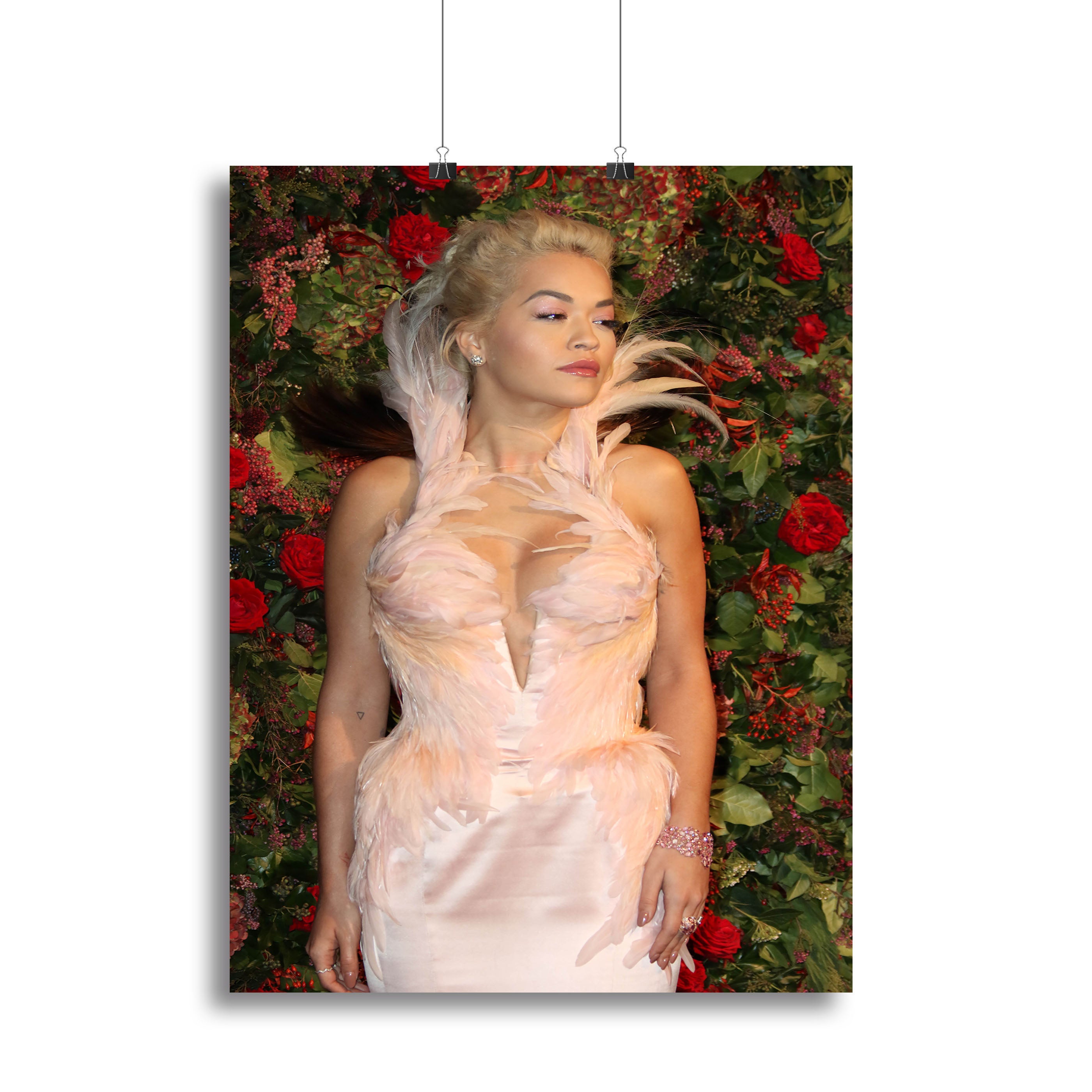 Rita Ora in a feathered dress Canvas Print or Poster - Canvas Art Rocks - 2