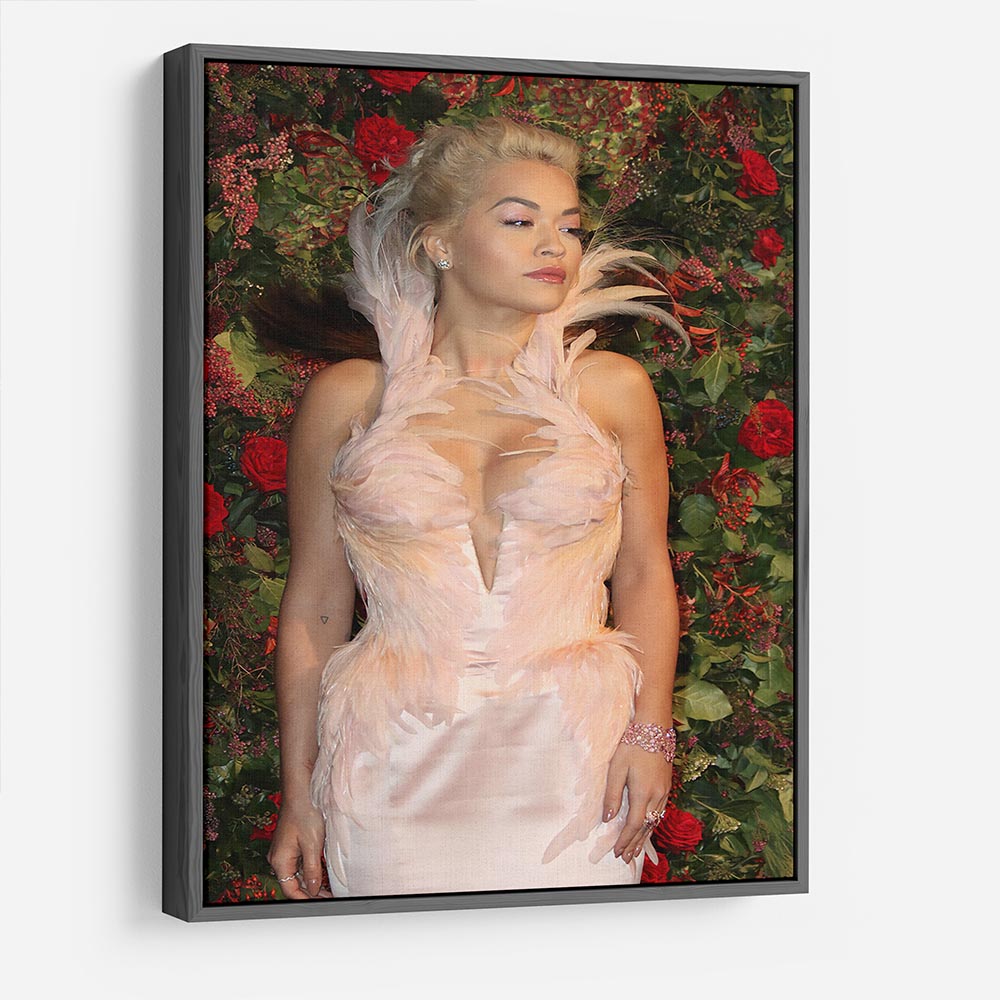 Rita Ora in a feathered dress HD Metal Print