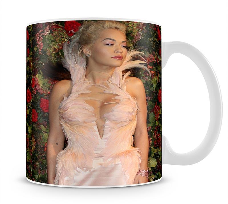Rita Ora in a feathered dress Mug - Canvas Art Rocks - 1