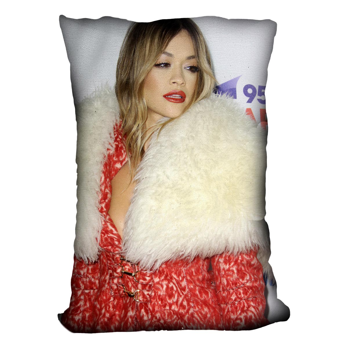 Rita Ora in red Cushion