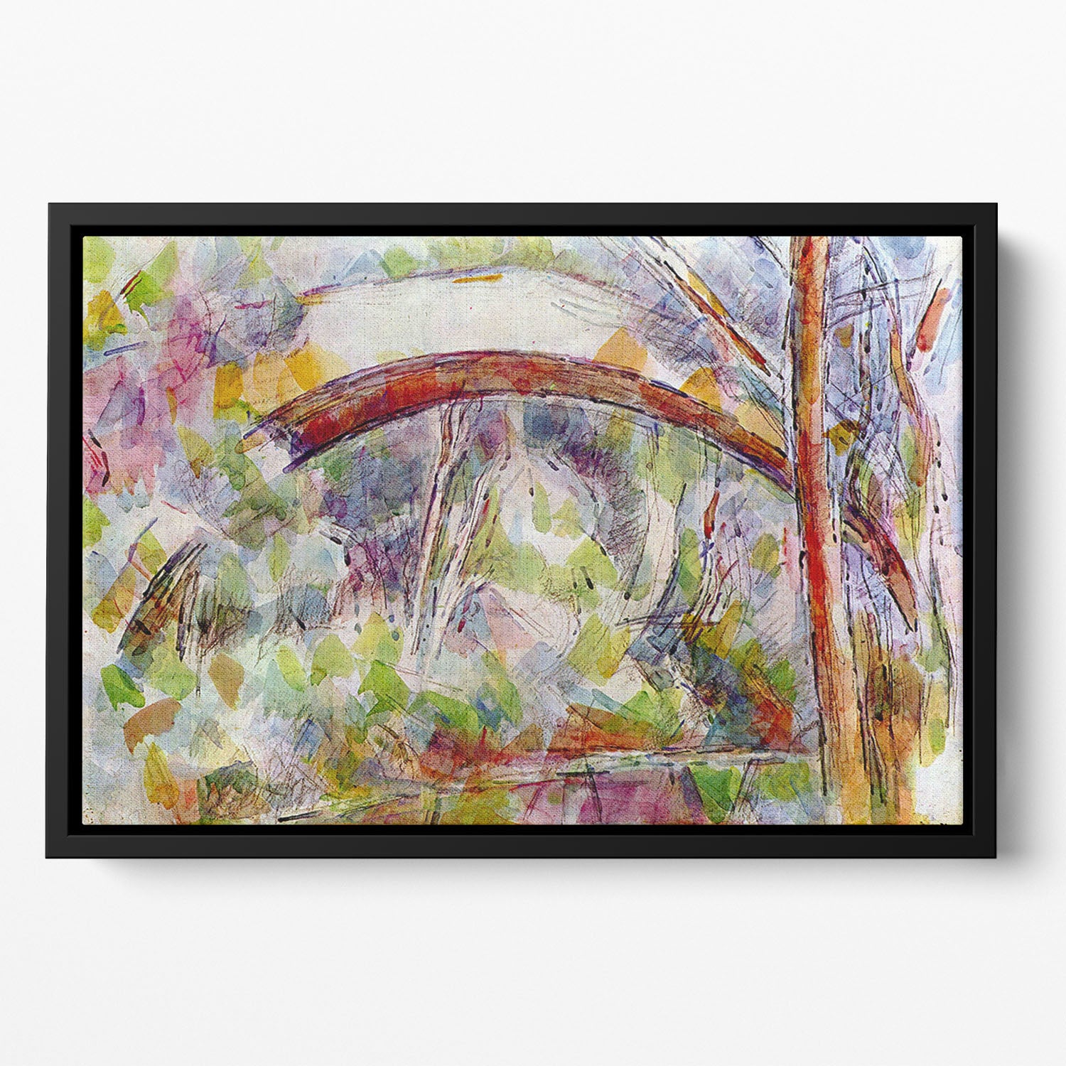 River at the Bridge of Three Sources by Cezanne Floating Framed Canvas - Canvas Art Rocks - 2