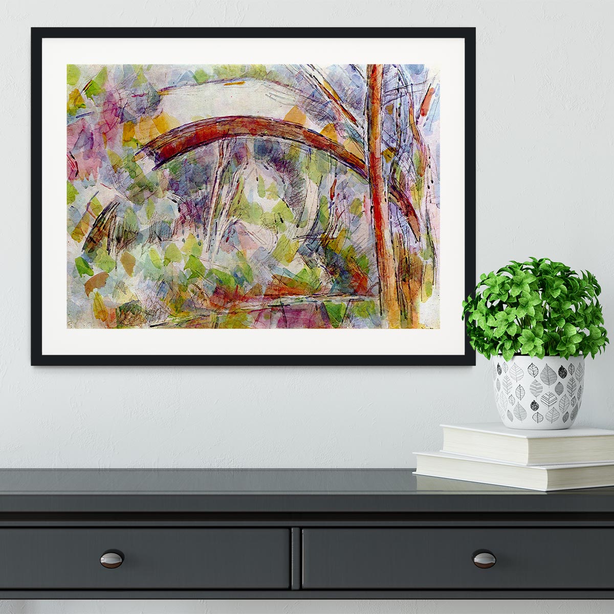 River at the Bridge of Three Sources by Cezanne Framed Print - Canvas Art Rocks - 1