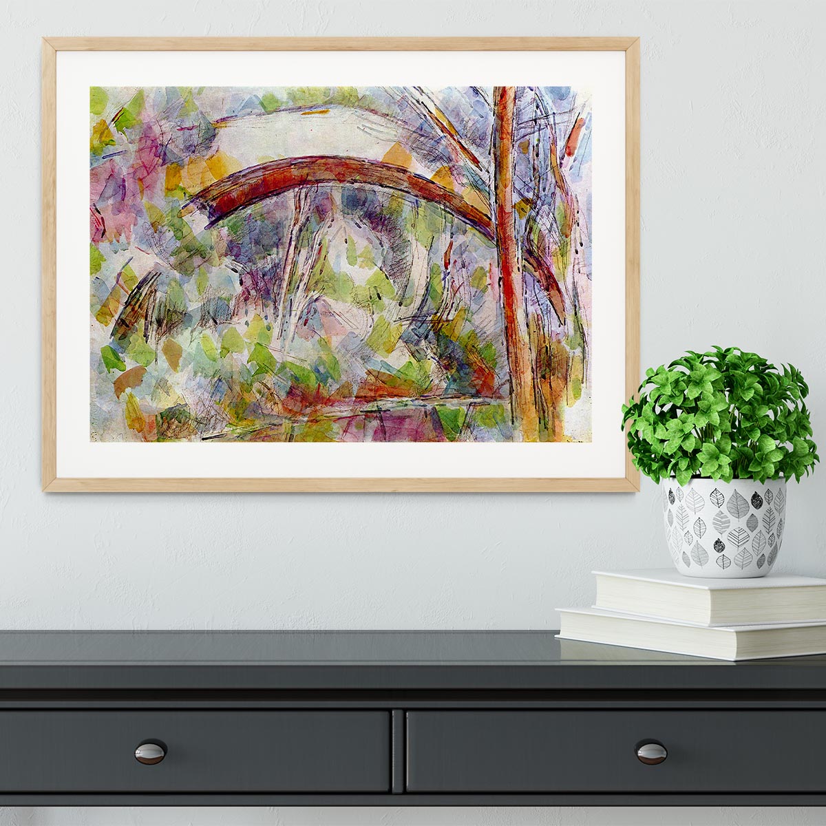 River at the Bridge of Three Sources by Cezanne Framed Print - Canvas Art Rocks - 3