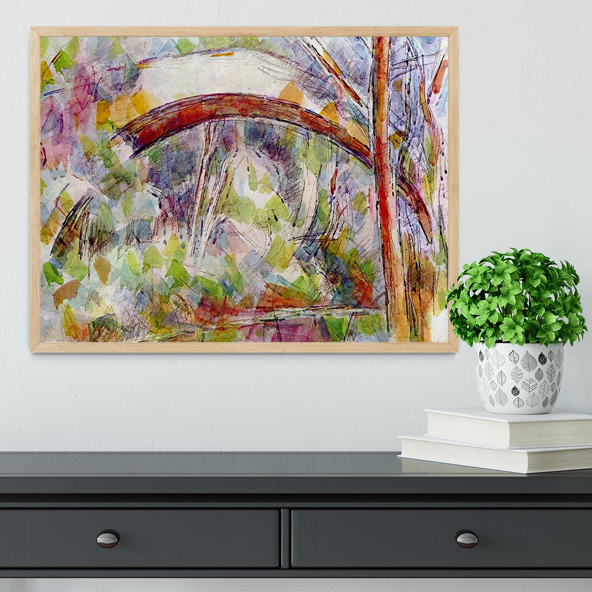 River at the Bridge of Three Sources by Cezanne Framed Print - Canvas Art Rocks - 4