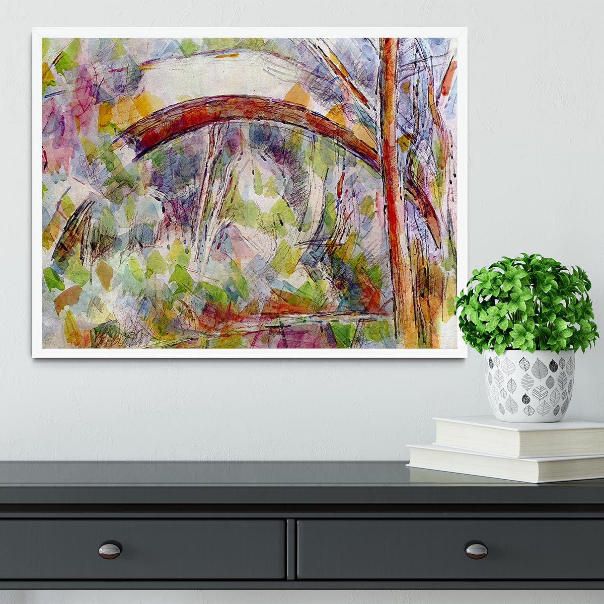 River at the Bridge of Three Sources by Cezanne Framed Print - Canvas Art Rocks -6