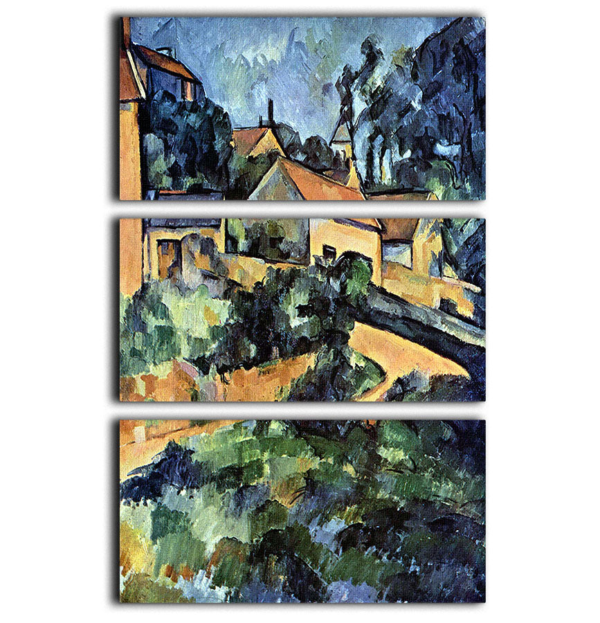 Road curve in Montgeroult by Cezanne 3 Split Panel Canvas Print - Canvas Art Rocks - 1