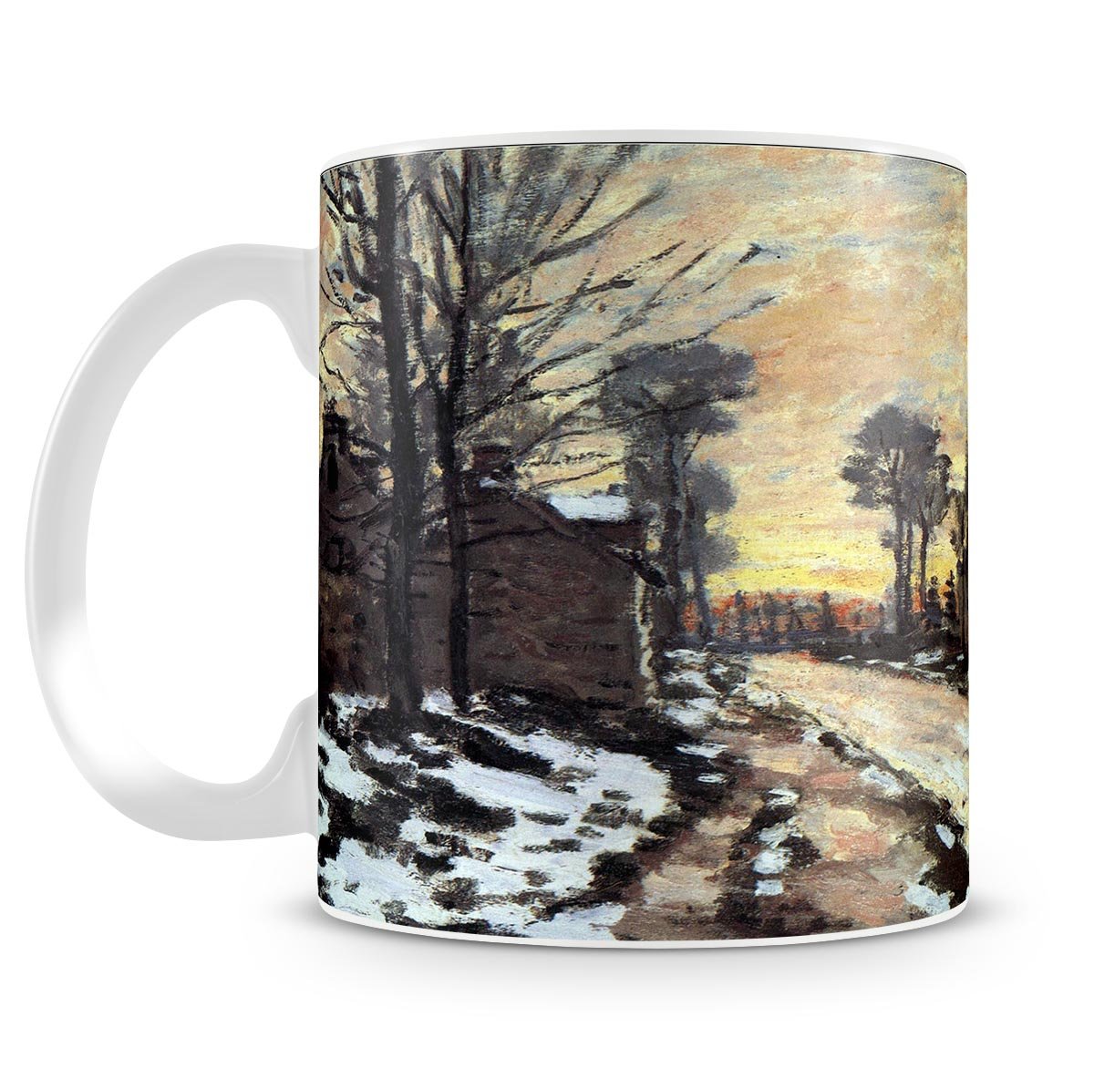 Road to Louveciennes melting snow children sunset by Monet Mug - Canvas Art Rocks - 4