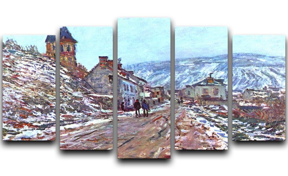 Road to Vetheuil in winter by Monet 5 Split Panel Canvas  - Canvas Art Rocks - 1