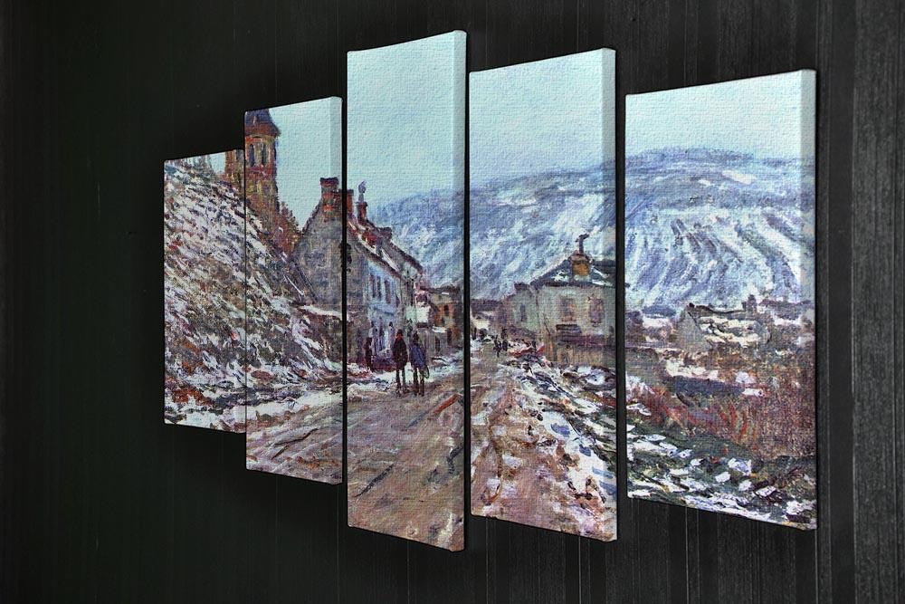 Road to Vetheuil in winter by Monet 5 Split Panel Canvas - Canvas Art Rocks - 2