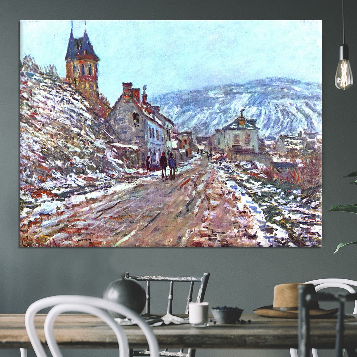Road to Vetheuil in winter by Monet Canvas Print or Poster - Canvas Art Rocks - 3